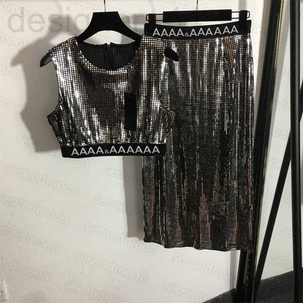 two piece dress designer women shiny sequin designer dresses sleeveless vest t shirts party fashion clothing for woman wy3n, White
two piece dress designer women shiny sequin designer dresses sleeveless vest t shirts party fashion clothing for woman wy3n, White