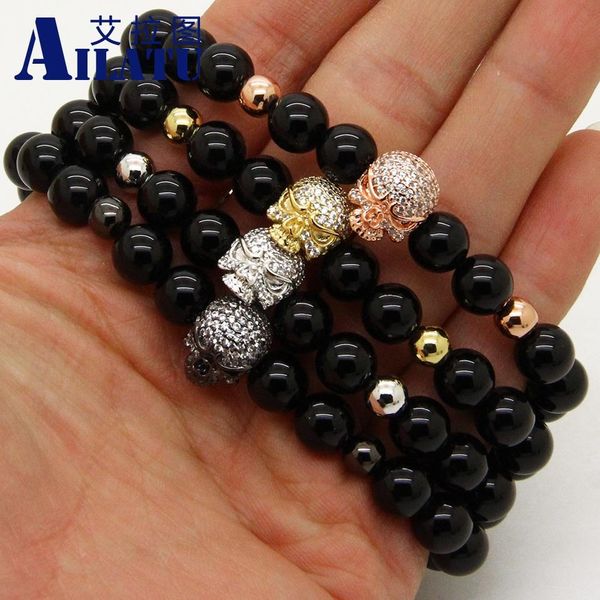 bangle ailatu 8mm black onyx stone beads micro paved white cz exquisite ugly skull bracelets
bangle ailatu 8mm black onyx stone beads micro paved white cz exquisite ugly skull bracelets