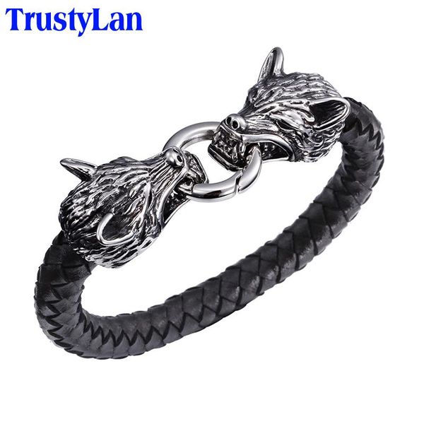 bangle stainless steel double wolf head men's wrap bracelets bangles quality black genuine leather bracelet men pulseras jewelry gifts
bangle stainless steel double wolf head men's wrap bracelets bangles quality black genuine leather bracelet men pulseras jewelry gifts