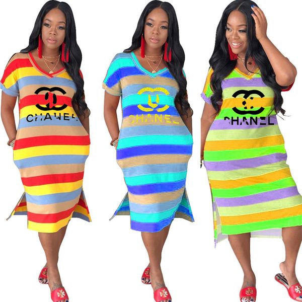 2023 brand designer women striped dresses fashion letter clothing short sleeve casual dress summer v-neck clothes dhl 4764, Black;gray
2023 brand designer women striped dresses fashion letter clothing short sleeve casual dress summer v-neck clothes dhl 4764, Black;gray
