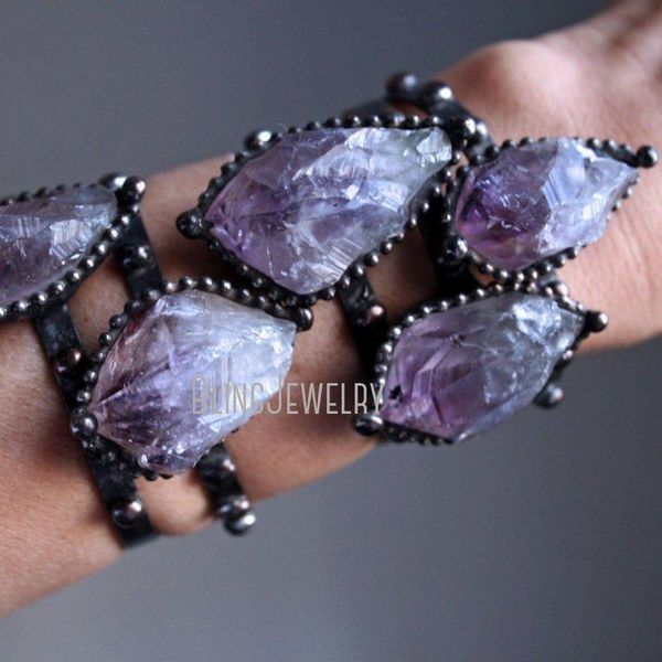 bangle bm43223 amethyst cuff bracelet skinny raw amethyst point crystal bracelet, Black
bangle bm43223 amethyst cuff bracelet skinny raw amethyst point crystal bracelet, Black