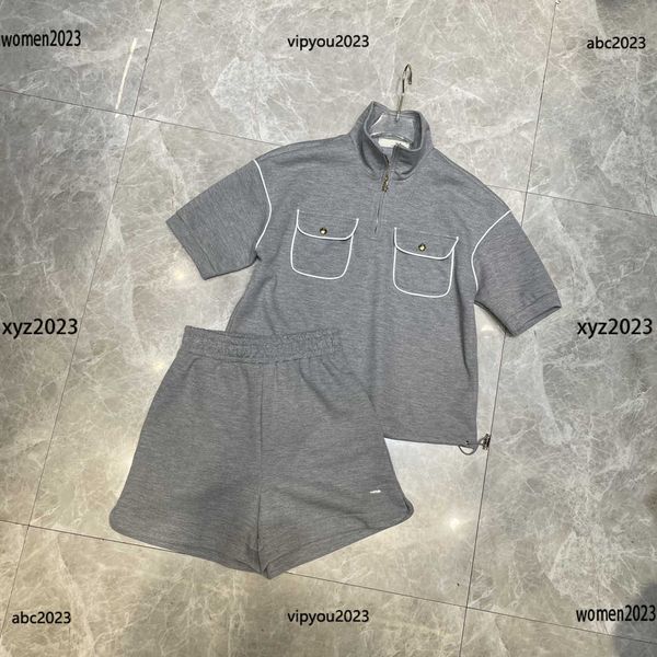 women's tracksuits designer casual sets size s-l 2pcs double pocket decorative t-shirt and elastic waist shorts may12, Gray
women's tracksuits designer casual sets size s-l 2pcs double pocket decorative t-shirt and elastic waist shorts may12, Gray