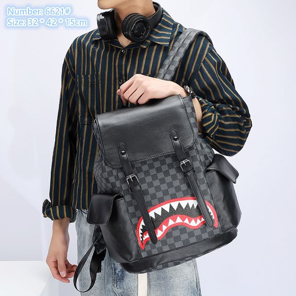 Factory wholesale men shoulder bag 9 colors flip belt decorative casual backpack street trend cartoon printed handbag college style pattern backpacks, Black-red eyes-lattice 
Factory wholesale men shoulder bag 9 colors flip belt decorative casual backpack street trend cartoon printed handbag college style pattern backpacks, Black-red eyes-lattice