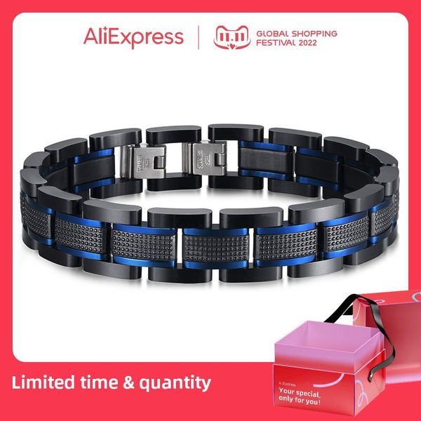 bangle vnox 14mm luxury chain bracelet for men chunky bold punk wristband black thick chain with blue lines bracelet
bangle vnox 14mm luxury chain bracelet for men chunky bold punk wristband black thick chain with blue lines bracelet