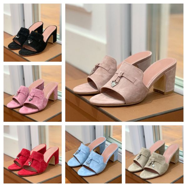 lp piana summer charms suede mules slippers slides red chunky block heels open-toe women luxury designers genuine bottoms outsole casual par, Black
lp piana summer charms suede mules slippers slides red chunky block heels open-toe women luxury designers genuine bottoms outsole casual par, Black