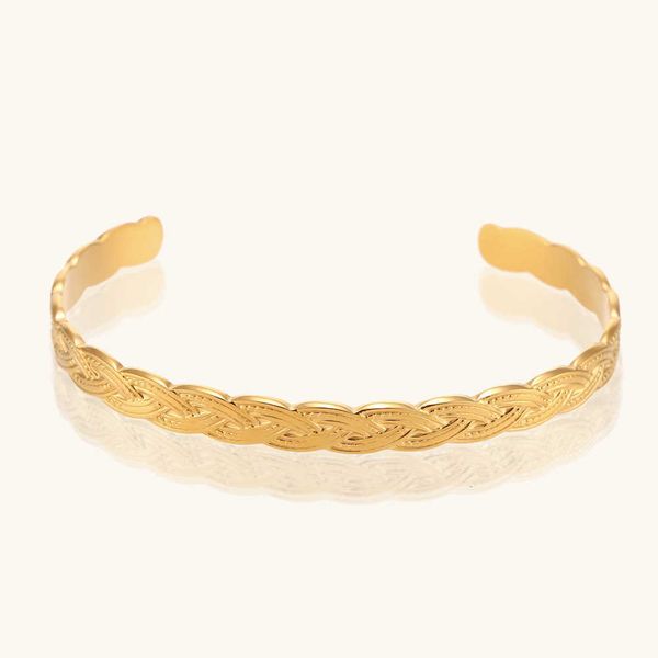 jewelry adjustable open bracelet women's stainless steel 18k gold plated fried dough twists woven bracelet, Black
jewelry adjustable open bracelet women's stainless steel 18k gold plated fried dough twists woven bracelet, Black