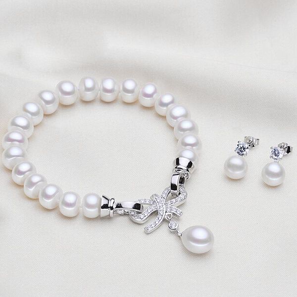 necklace meibapj freshwater pearl bangle and earrings set jewelry for women fashion charm bow zircon accessories lady's birthday gift, Silver
necklace meibapj freshwater pearl bangle and earrings set jewelry for women fashion charm bow zircon accessories lady's birthday gift, Silver