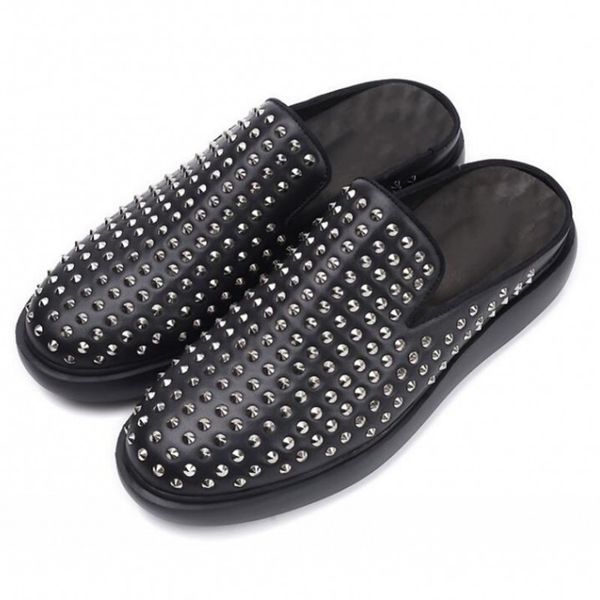 black rivets boats half slippers thick heel comfort leisure shoes gentlemen handmade lazy shoes big size 38-45
black rivets boats half slippers thick heel comfort leisure shoes gentlemen handmade lazy shoes big size 38-45