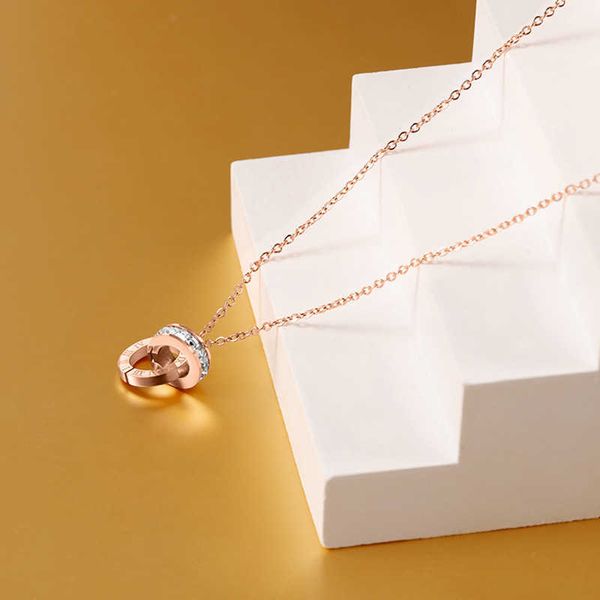 tiktok new hollow small waist steel inlaid with diamond clasp double pendant women's fashion roman numerals ring necklace, Silver
tiktok new hollow small waist steel inlaid with diamond clasp double pendant women's fashion roman numerals ring necklace, Silver