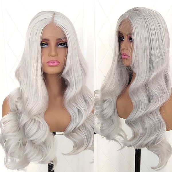wavy synthetic hair lace front wigs for women ash blonde colored body wave heat resistant lace wig natural hairline cosplay wig, Black
wavy synthetic hair lace front wigs for women ash blonde colored body wave heat resistant lace wig natural hairline cosplay wig, Black