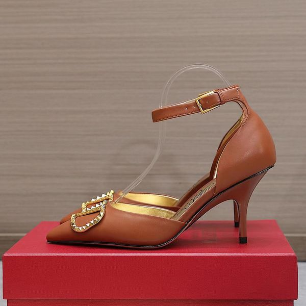 hardware buckle decoration stiletto dress shoes women's ankle strap dermis spike pumps luxury designers high heeled evening shoes facto, Black
hardware buckle decoration stiletto dress shoes women's ankle strap dermis spike pumps luxury designers high heeled evening shoes facto, Black