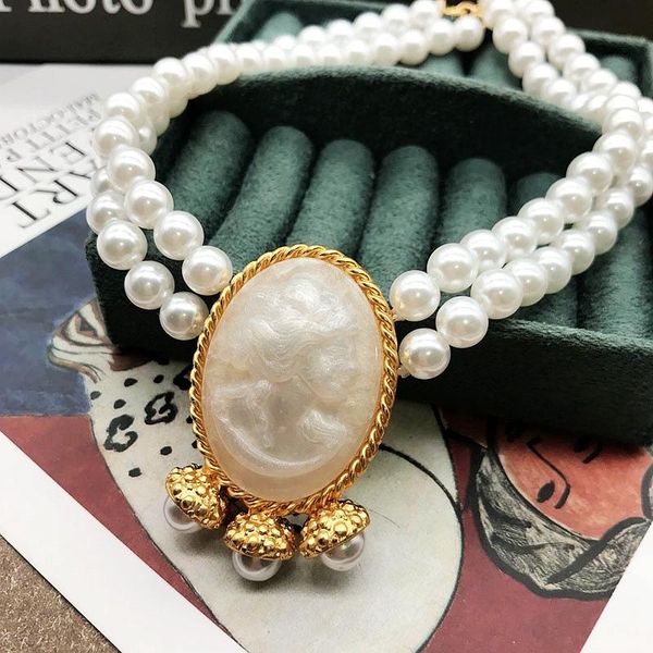 necklaces big pendant chokers necklace human face double strands glass pearl party wedding clavicle jewelry for women gifts, Silver
necklaces big pendant chokers necklace human face double strands glass pearl party wedding clavicle jewelry for women gifts, Silver