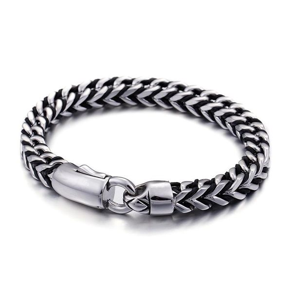 bangle men big size link jewelry braided leather stainless steel woven chain width 8mm cable twine bracelet 23cm, Black
bangle men big size link jewelry braided leather stainless steel woven chain width 8mm cable twine bracelet 23cm, Black