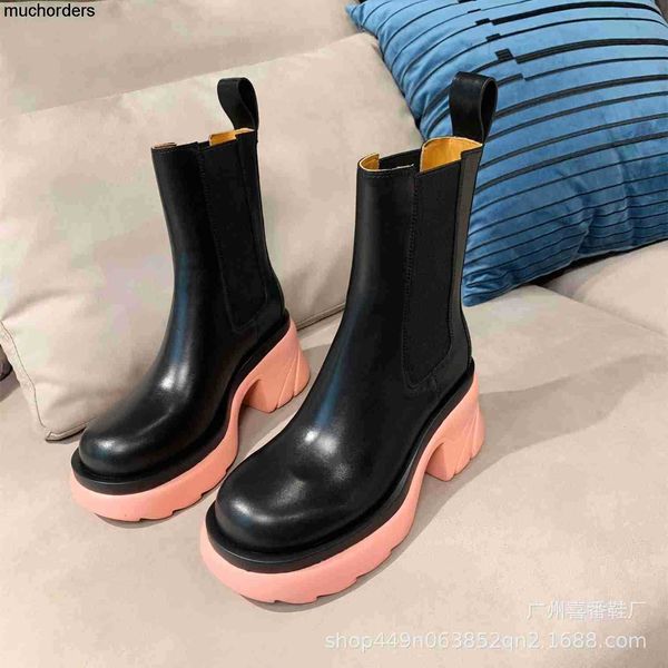 b family thick heel smoke pipe boots 2022 autumn/winter series heightened slim legs colored sole boots leather boots high heel short boots w, Black
b family thick heel smoke pipe boots 2022 autumn/winter series heightened slim legs colored sole boots leather boots high heel short boots w, Black