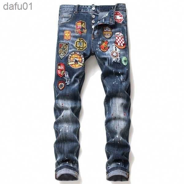 men's jeans ripped jeans for men graphic jeans trend brand fashion men personality elastic casual men slim badge embroidered motorcycle, Blue
men's jeans ripped jeans for men graphic jeans trend brand fashion men personality elastic casual men slim badge embroidered motorcycle, Blue