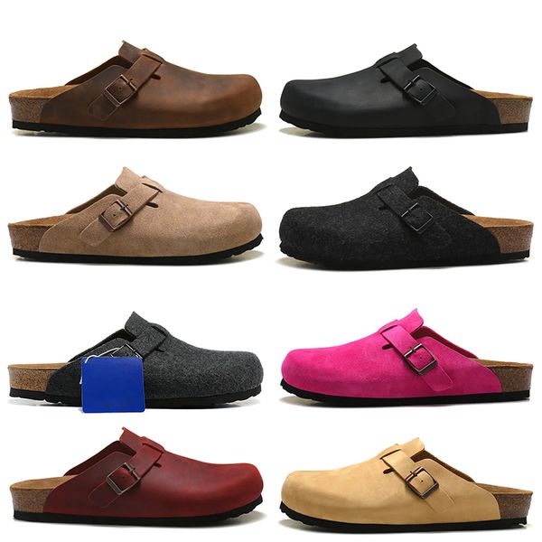 2023 boston clogs designer fashion slippers outdoor autumn winter sandals oiled leather bag head pull suede cork sliders luxury womens mens, Black
2023 boston clogs designer fashion slippers outdoor autumn winter sandals oiled leather bag head pull suede cork sliders luxury womens mens, Black