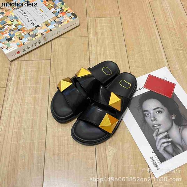 v-family series large rivet two belt flat bottom slippers 2023 early spring new color matching one line sandal thick sole women's shoes, Black
v-family series large rivet two belt flat bottom slippers 2023 early spring new color matching one line sandal thick sole women's shoes, Black