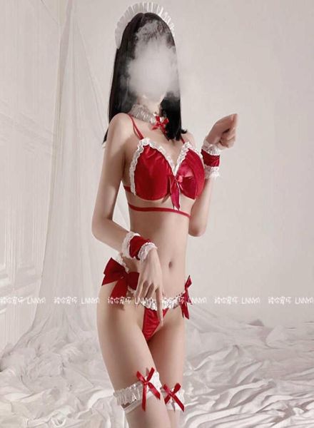 set japanese threepoint cute christmas cosplay costumes for women lingerie bra set temptation bikini lace backless bow 2756243, Red;black
set japanese threepoint cute christmas cosplay costumes for women lingerie bra set temptation bikini lace backless bow 2756243, Red;black