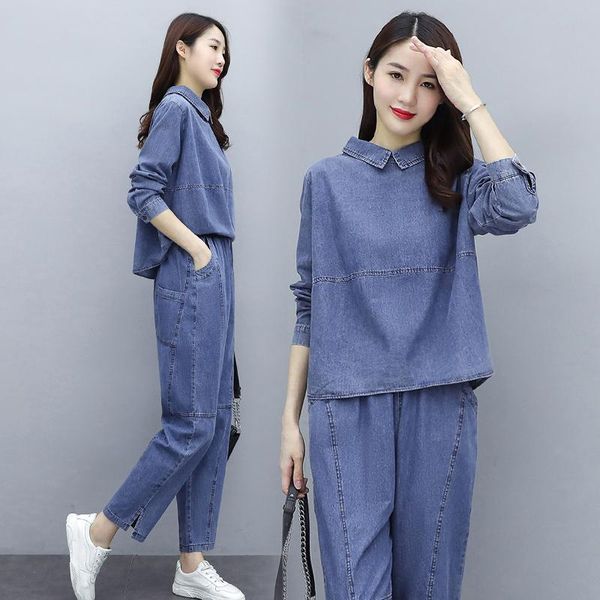 pants fashion large size denim suit female 2022 spring autumn new korean loose longsleeved denim+pants casual student twopiece suit, White
pants fashion large size denim suit female 2022 spring autumn new korean loose longsleeved denim+pants casual student twopiece suit, White