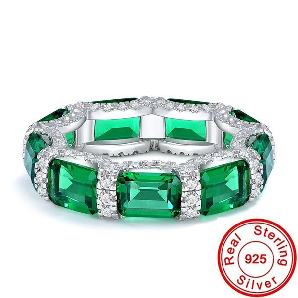 eternity emerald diamond promise ring 100% real 925 sterling silver engagement wedding band rings for women men party jewelry, Slivery;golden 
eternity emerald diamond promise ring 100% real 925 sterling silver engagement wedding band rings for women men party jewelry, Slivery;golden