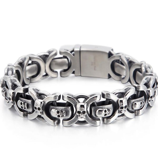 bangle gothic skull head hand chain bracelet for men punk men's bracelets male 8.67" solid stainless steel biker jewellery dropshi, Black
bangle gothic skull head hand chain bracelet for men punk men's bracelets male 8.67" solid stainless steel biker jewellery dropshi, Black