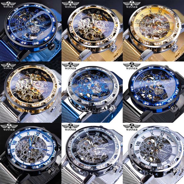luxury mens watches watch men's fashion casual classic popular rhinestone hollow mesh band manual mechanical watch, Slivery;black
luxury mens watches watch men's fashion casual classic popular rhinestone hollow mesh band manual mechanical watch, Slivery;black