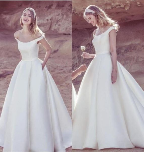 simple ivory satin wedding dress off shouder straps a line pleated waist court train bridal gowns with sash4241869, White
simple ivory satin wedding dress off shouder straps a line pleated waist court train bridal gowns with sash4241869, White