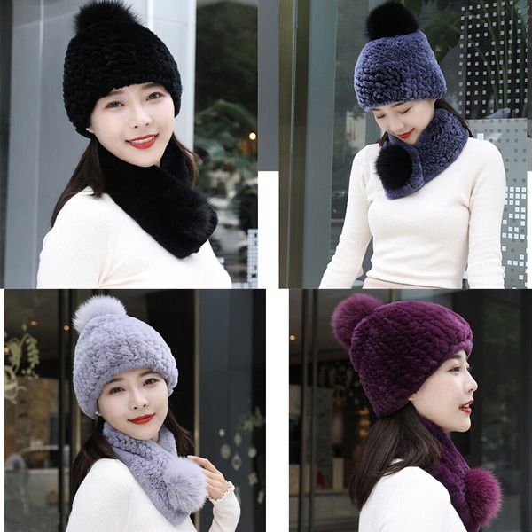 women real rex rabbit fur scarf hat sets winter warm beanie cap high elastic, Blue;gray
women real rex rabbit fur scarf hat sets winter warm beanie cap high elastic, Blue;gray