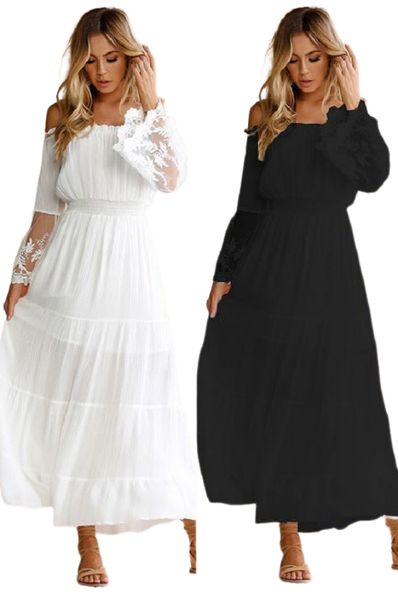 basic & casual dresses summer sundress women white beach dress strapless long sleeve loose off shoulder lace boho chiffon maxi dress, Black;gray
basic & casual dresses summer sundress women white beach dress strapless long sleeve loose off shoulder lace boho chiffon maxi dress, Black;gray