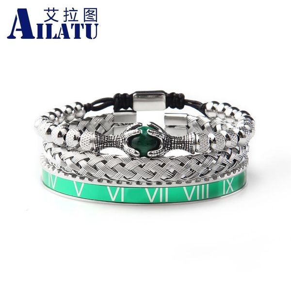 bangle ailatu 5 sets/lot luxury sets men braided bracelet stainless steel men eagle bracelets tiger eye stone beads gift accessories, Black
bangle ailatu 5 sets/lot luxury sets men braided bracelet stainless steel men eagle bracelets tiger eye stone beads gift accessories, Black