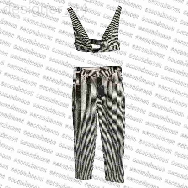 women's two piece pants designer metal badge crop women summer casual outfit stripe sport womens breathable jeans ej3p, White
women's two piece pants designer metal badge crop women summer casual outfit stripe sport womens breathable jeans ej3p, White