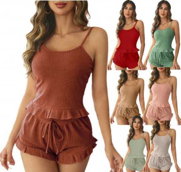 2023 wholesale factory summer casual woman sleepwear rib cami shorts pajamas set for women, Black;red
2023 wholesale factory summer casual woman sleepwear rib cami shorts pajamas set for women, Black;red