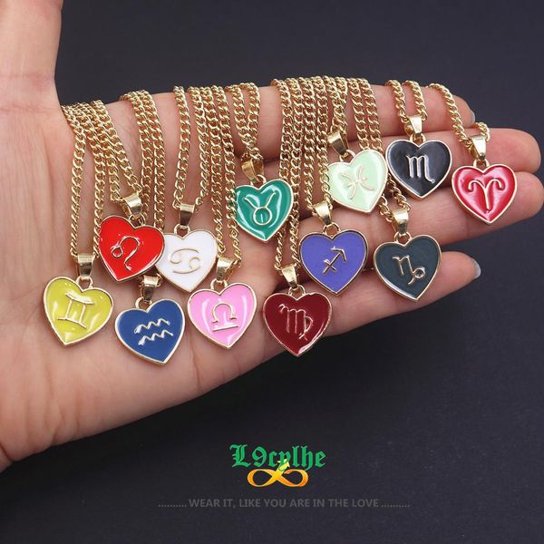 necklaces 12pcs colorful enamel heart 12 zodiac sign pendant necklace waterproof gold curb chain love necklace astrology, Silver
necklaces 12pcs colorful enamel heart 12 zodiac sign pendant necklace waterproof gold curb chain love necklace astrology, Silver