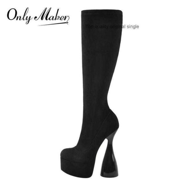 boots onlymaker platform knee high black flock elastic spike heels side zipper long for women spring autumn big size3820773
boots onlymaker platform knee high black flock elastic spike heels side zipper long for women spring autumn big size3820773