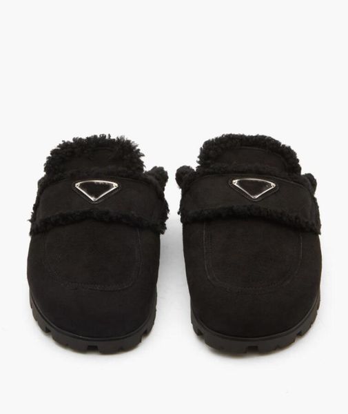 23s slippers luxury designer flat shoes women's triangle sign wool open back lefu shoes lug rubber sole with box 35-42, Black
23s slippers luxury designer flat shoes women's triangle sign wool open back lefu shoes lug rubber sole with box 35-42, Black