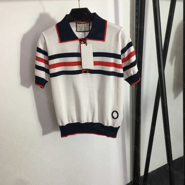 23ss womens knits womens designer clothing gg button polo neck striped short sleeved sweater womens clothes, White
23ss womens knits womens designer clothing gg button polo neck striped short sleeved sweater womens clothes, White