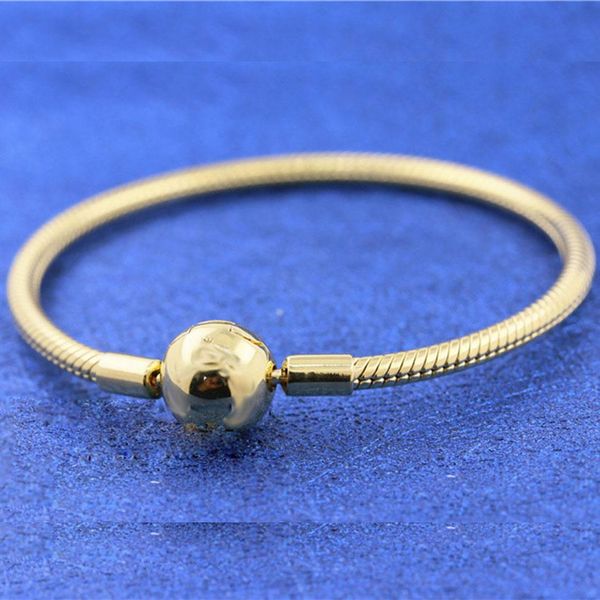 bangle 18k shine gold plated round clasp classic snake chain bracelet for women fit pandora style charms beads jewelry, Black
bangle 18k shine gold plated round clasp classic snake chain bracelet for women fit pandora style charms beads jewelry, Black