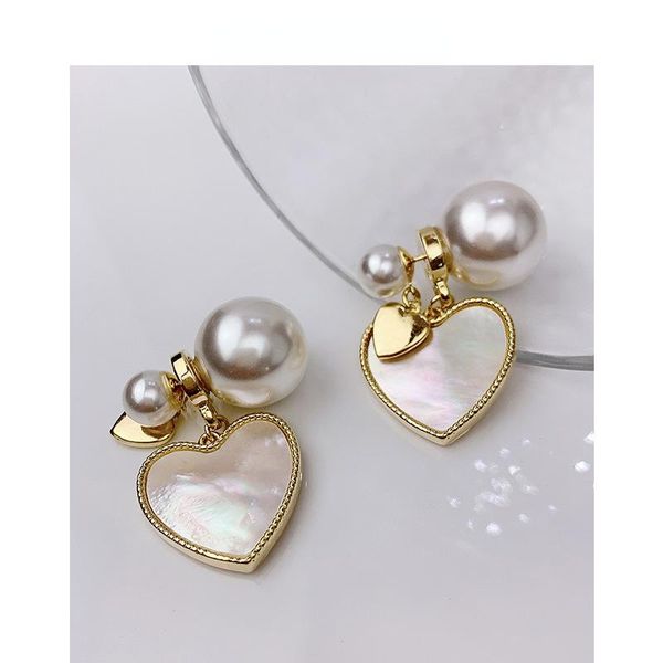 

knot high fashion love white motherofpearl women's earrings temperament simple peach heart pearl heartshaped tide earrings women, Silver