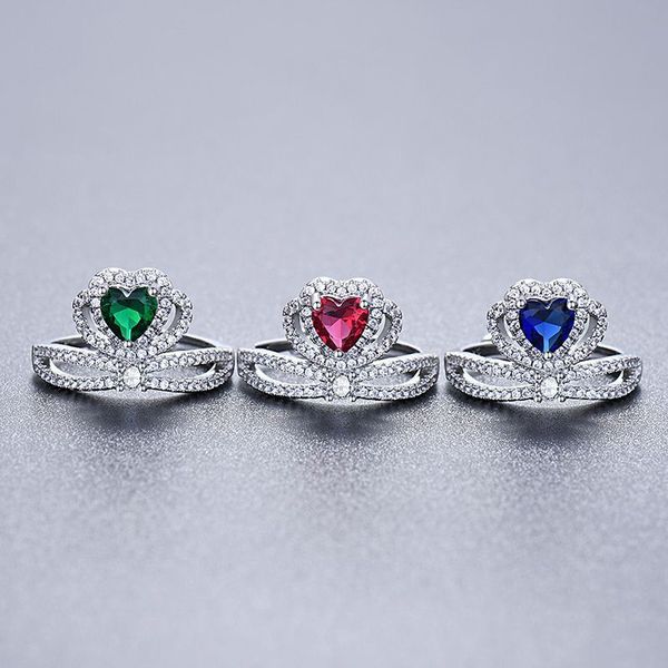 princess crown rings micro pave aaa cubic zirconia, prong set colored hearted stone,for women wedding engagement party,adjustable ring jewel, Silver
princess crown rings micro pave aaa cubic zirconia, prong set colored hearted stone,for women wedding engagement party,adjustable ring jewel, Silver