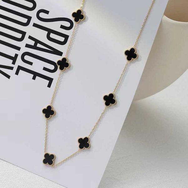 fashionable black and white four leaf clover for female niche design versatile neck chain steel necklace, Silver
fashionable black and white four leaf clover for female niche design versatile neck chain steel necklace, Silver