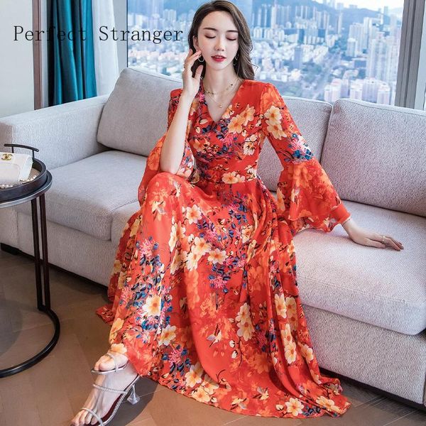 dresses 2021 summer dress women new arrival v collar flare sleeve flower printed chiffon long dress, Black;gray
dresses 2021 summer dress women new arrival v collar flare sleeve flower printed chiffon long dress, Black;gray