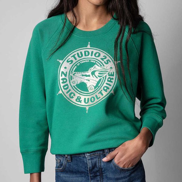 zadig voltaire 23ss designer sweatshirt fashion new pulley print drill green raglan sleeves women pullover jumper, Black
zadig voltaire 23ss designer sweatshirt fashion new pulley print drill green raglan sleeves women pullover jumper, Black