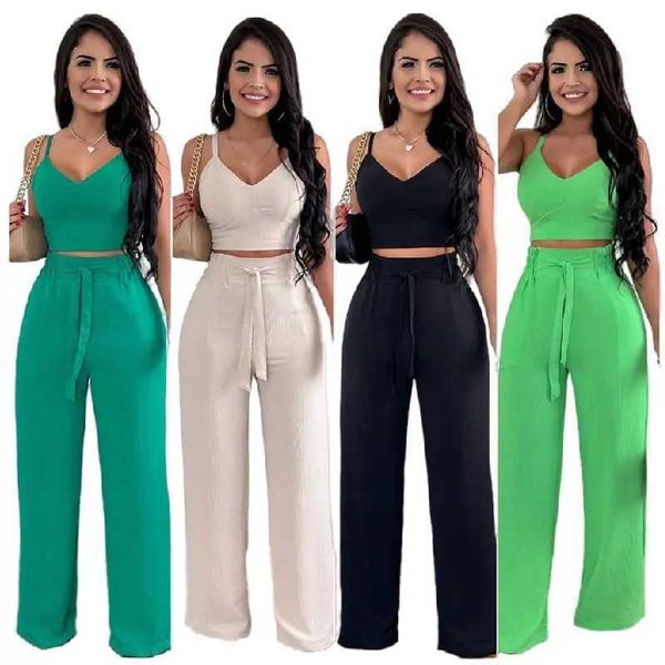 trendy two piece sets for women pieces v-neck short vest lace up high waist straight trousers set clothing, Black;white
trendy two piece sets for women pieces v-neck short vest lace up high waist straight trousers set clothing, Black;white