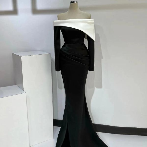 elegant white black mermaid prom dresses satin strapless long sleeve side split celebrity party evening dress robe de bal
elegant white black mermaid prom dresses satin strapless long sleeve side split celebrity party evening dress robe de bal