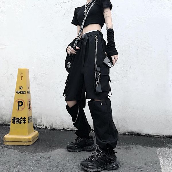 capris black cargo pants women gothic hollow out streetwear harajuku techwear trousers man elastic waist patchwork korean pant, Black;white
capris black cargo pants women gothic hollow out streetwear harajuku techwear trousers man elastic waist patchwork korean pant, Black;white