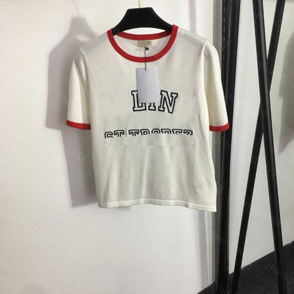 23ss womens designer clothing womens knits color matching chest embroidered monogram knit short sleeve womens clothes, White
23ss womens designer clothing womens knits color matching chest embroidered monogram knit short sleeve womens clothes, White