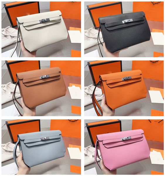 Image of 2023 Fashion Designer Clutch Bags H Handbag Luxury Ladies Briefcase Leather Wrist Bags Messenger Bag 11 Colorful Handbags Shoulder Bag Mini Purse