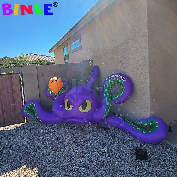 Image of 8m 26ftW with blower Halloween Giant Inflatables Octopus with Pumpkin, Blow Up Devilfish Decorations with LED Lights for Halloween Decorations Outdoor