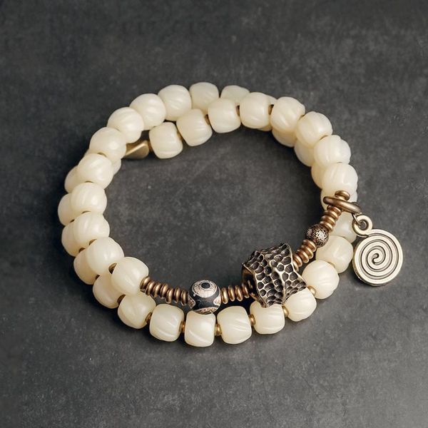 bangle trendy two row tibetan yak bone bead bracelet hammered copper charm bead prayer peace positive energy jewelry mom gift girl, Black
bangle trendy two row tibetan yak bone bead bracelet hammered copper charm bead prayer peace positive energy jewelry mom gift girl, Black