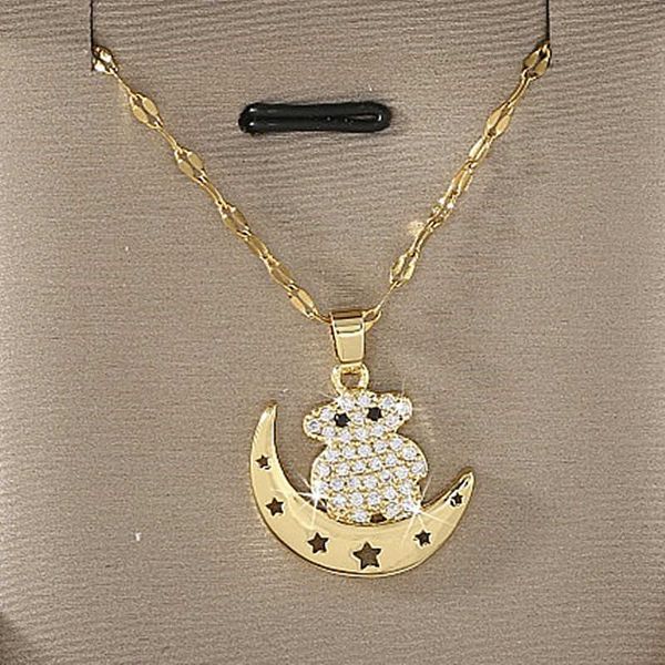 necklaces creative bohemian moon bear zircon pendant chain engagement necklace women's copper jewelry party gift g220524, Silver
necklaces creative bohemian moon bear zircon pendant chain engagement necklace women's copper jewelry party gift g220524, Silver
